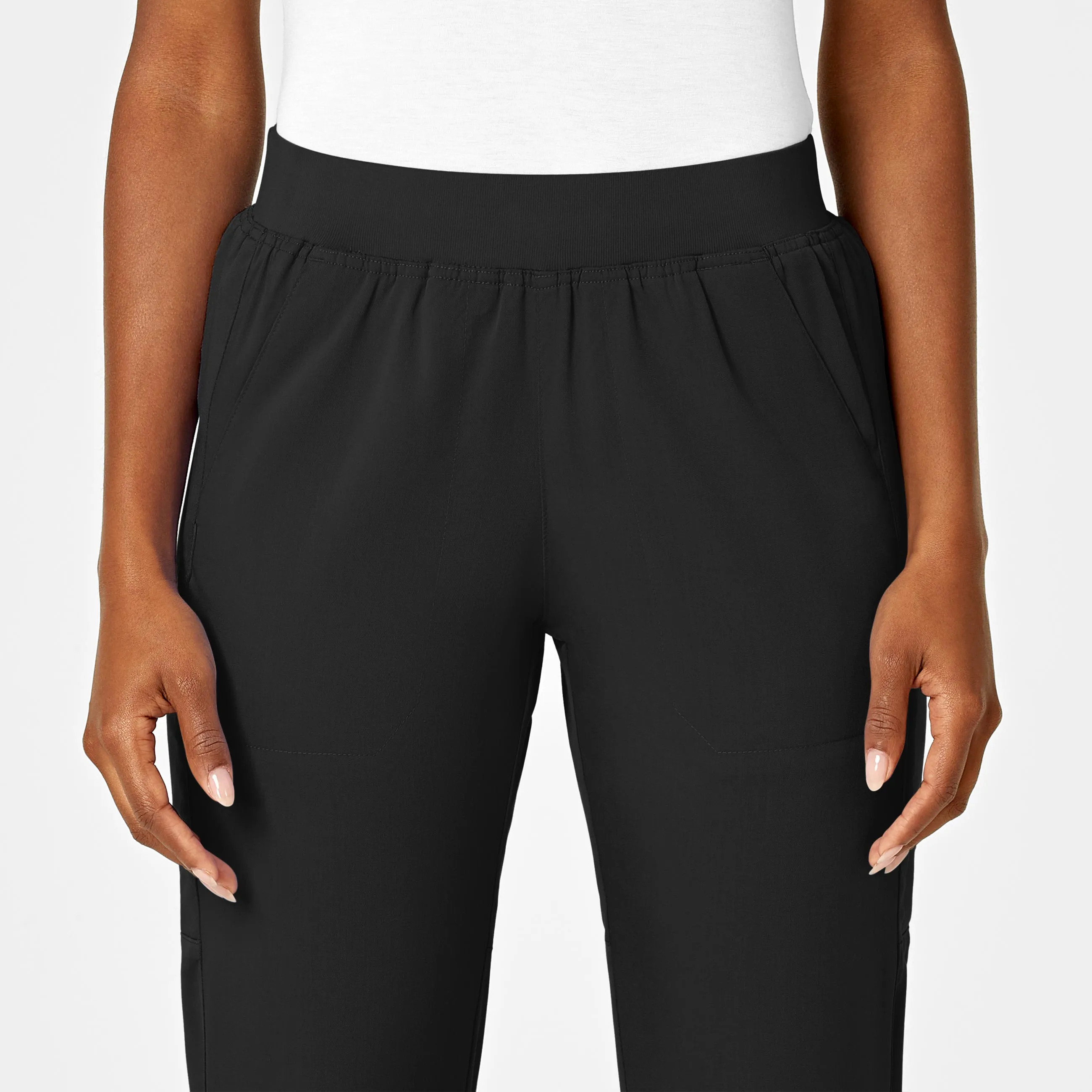 PRO Women's Knit Waist Cargo Scrub Pant - Black