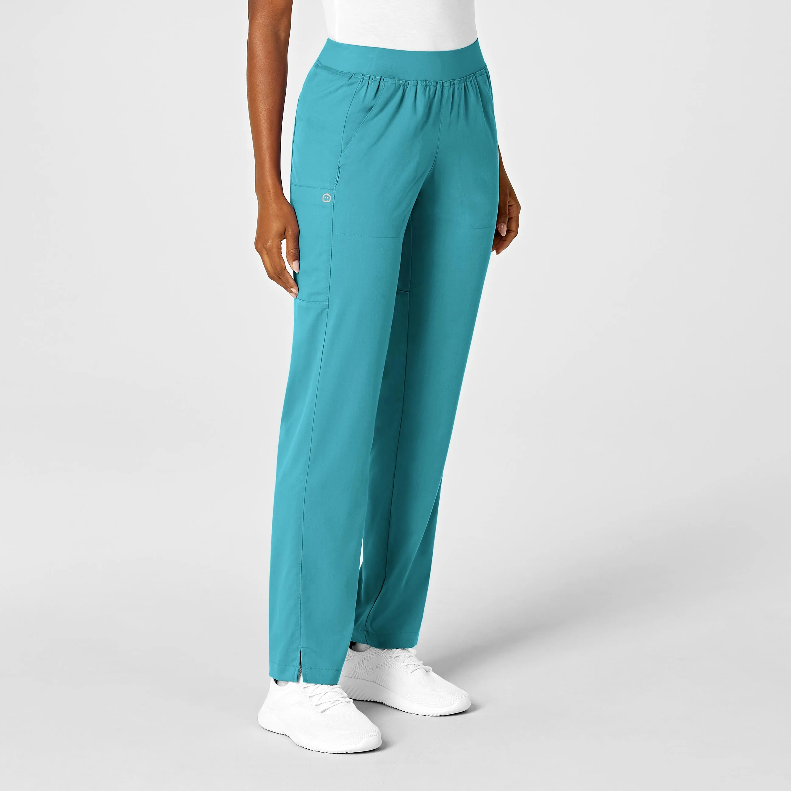 PRO Women's Knit Waist Cargo Scrub Pant - Teal Blue