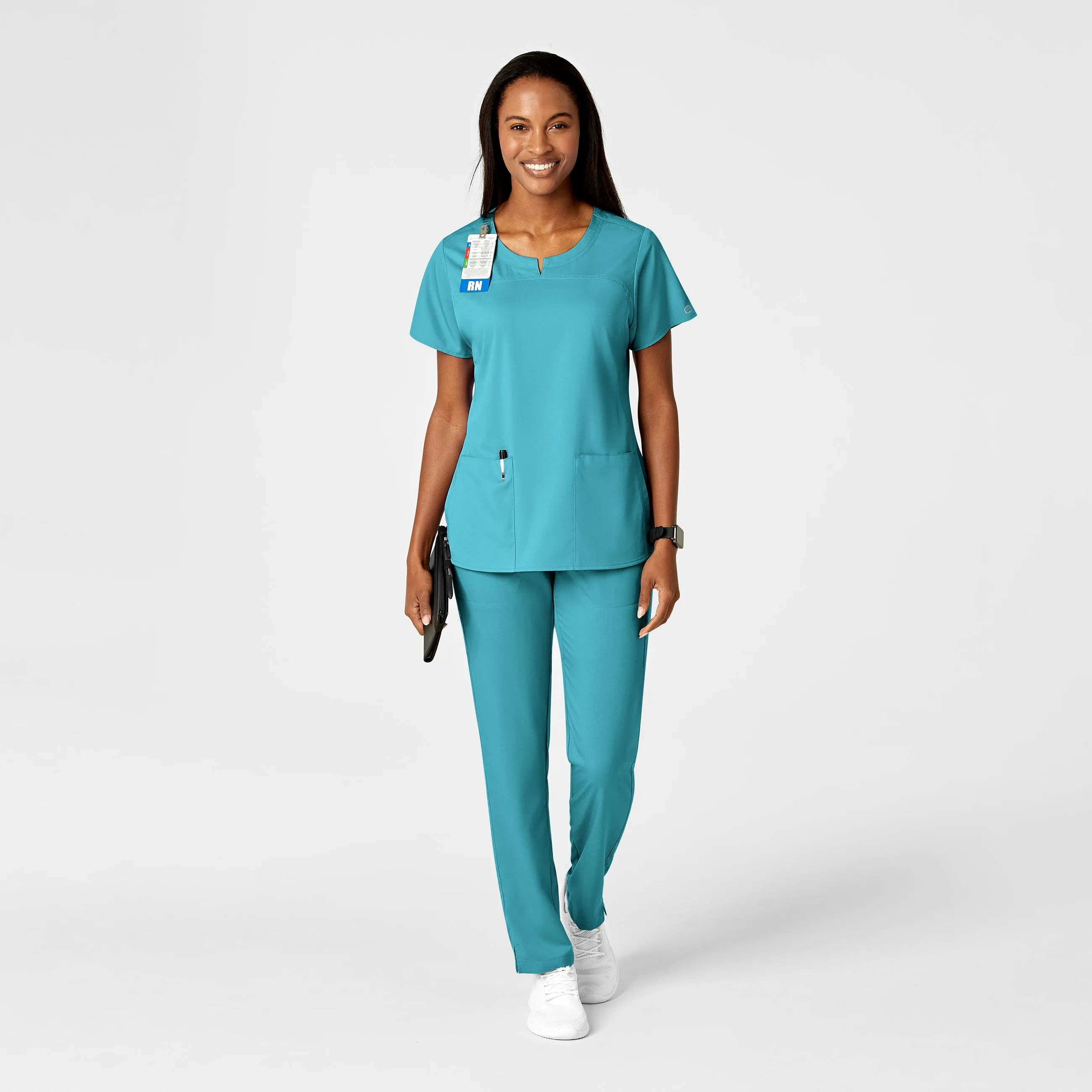 PRO Women's Knit Waist Cargo Scrub Pant - Teal Blue