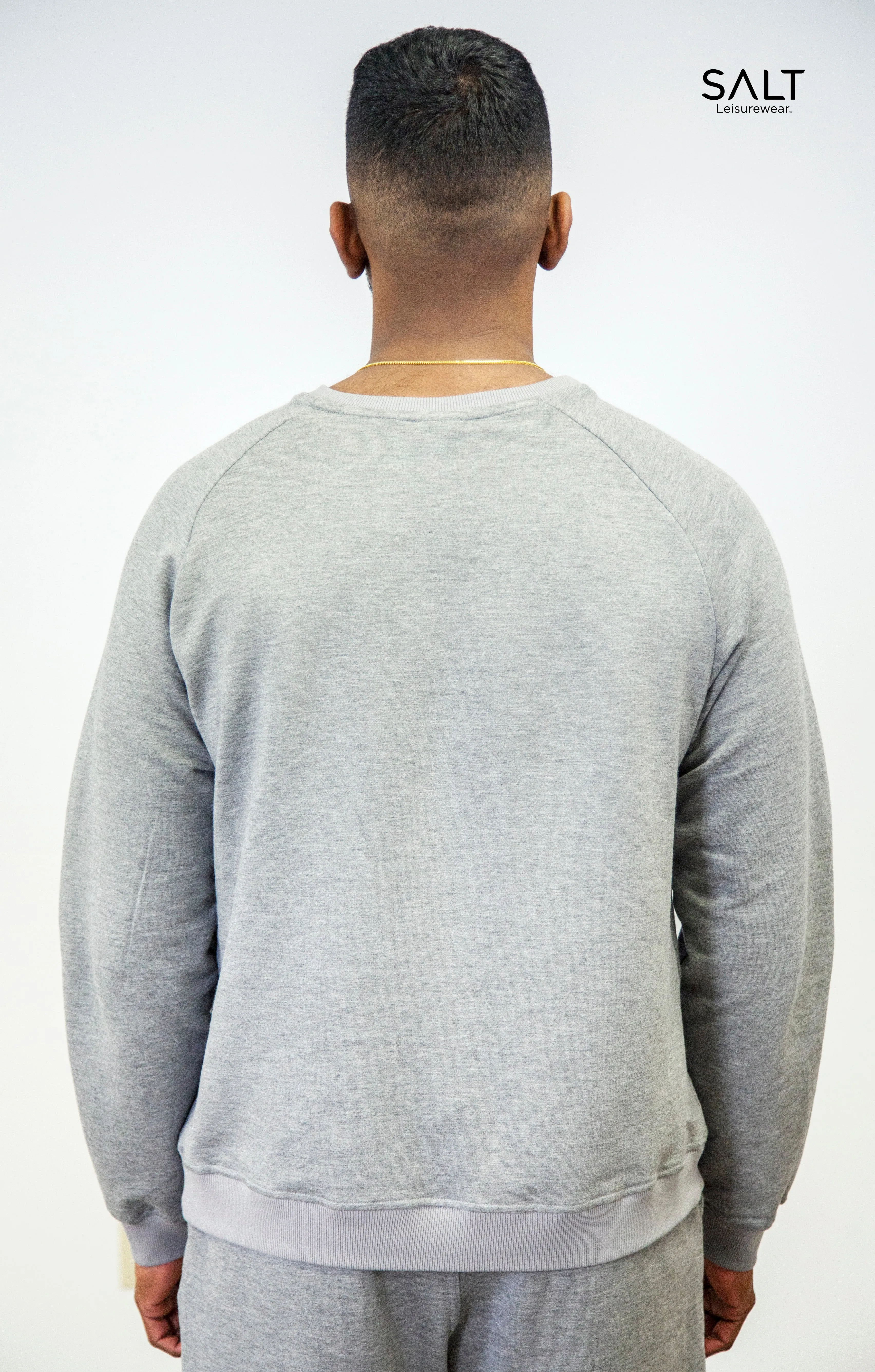 Resilient Bamboo Men’s Stone Heather Grey Crew Neck Sweatshirt (ARM PICCs for EASY ACCESS)