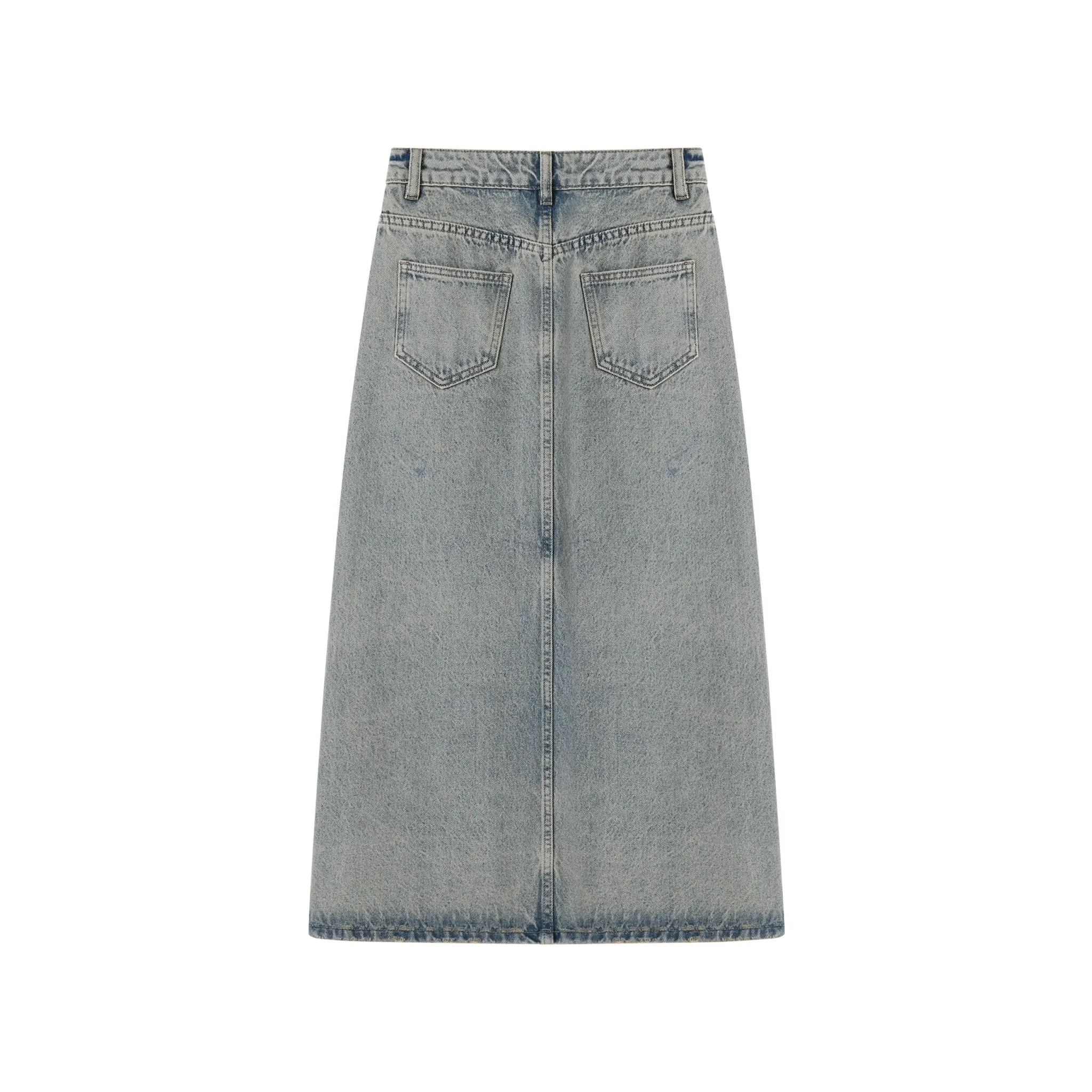 Retro Washed Denim Skirt