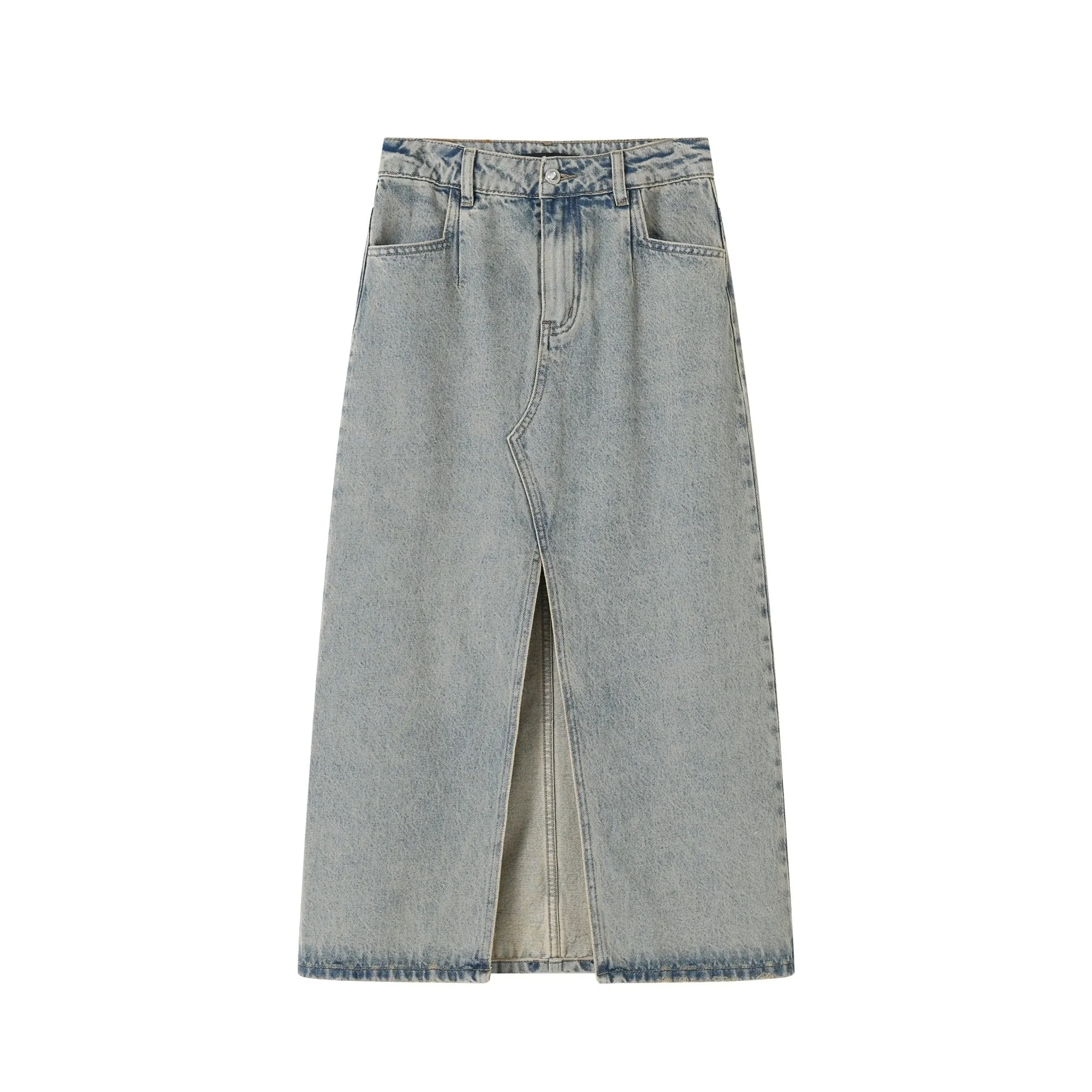 Retro Washed Denim Skirt