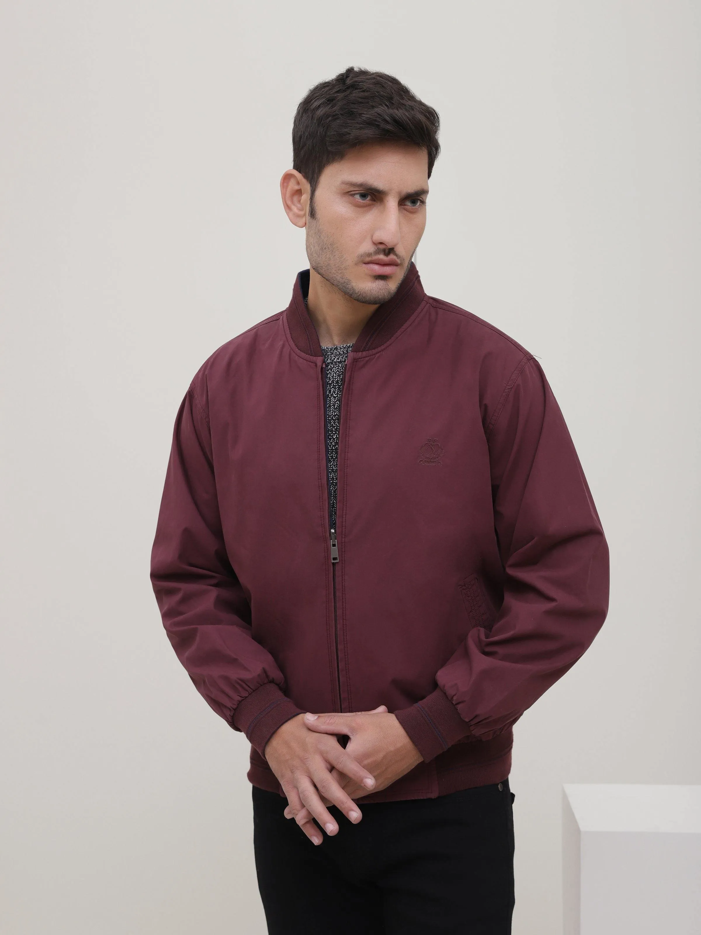 REVERSIBLE JACKET FULL SLEEVE MAROON