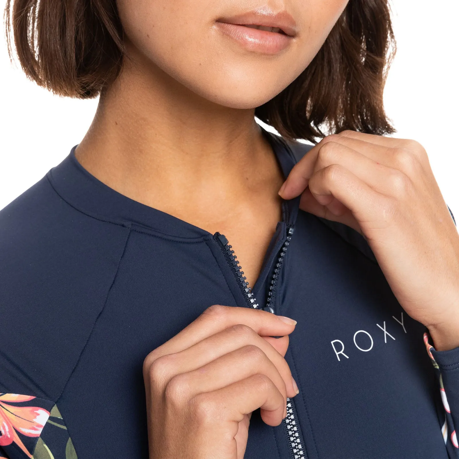 Roxy Womens Into The Sun Long Sleeve Zip Up Rash Vest - Mood Indigo