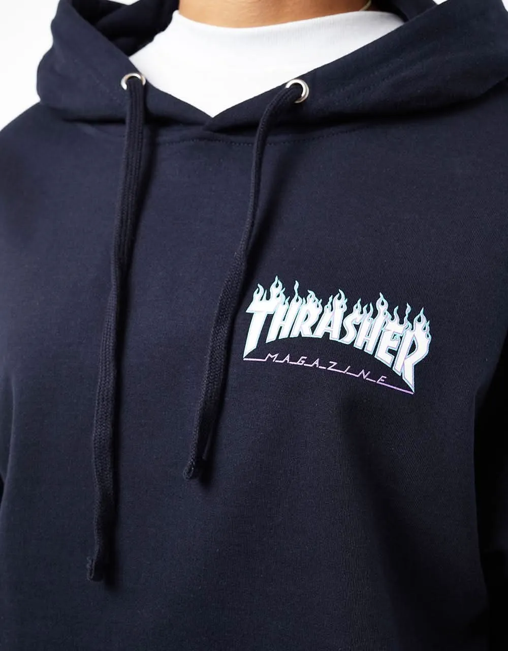 Santa Cruz x Thrasher Womens Flame Dot Pullover Hoodie - Navy