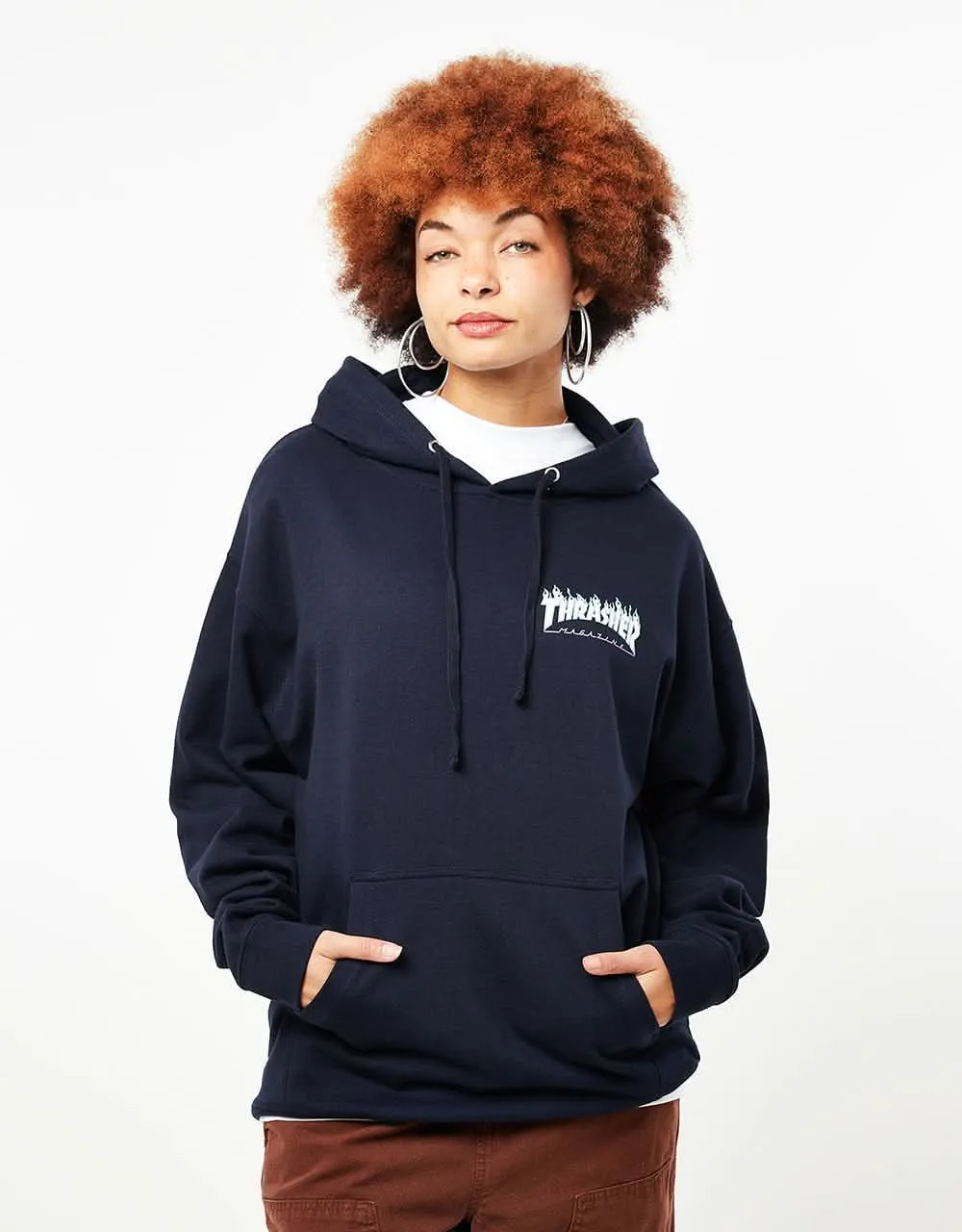 Santa Cruz x Thrasher Womens Flame Dot Pullover Hoodie - Navy