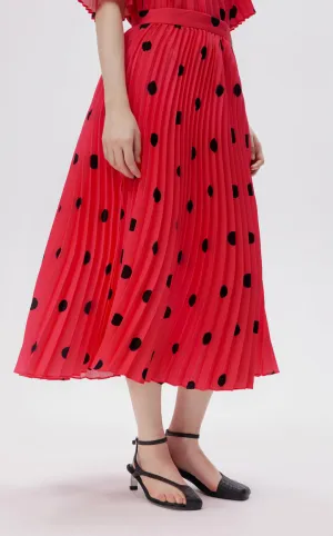 Skirt / JNBY Embroidered Mesh Polka Dot A-line  Pleated Skirt