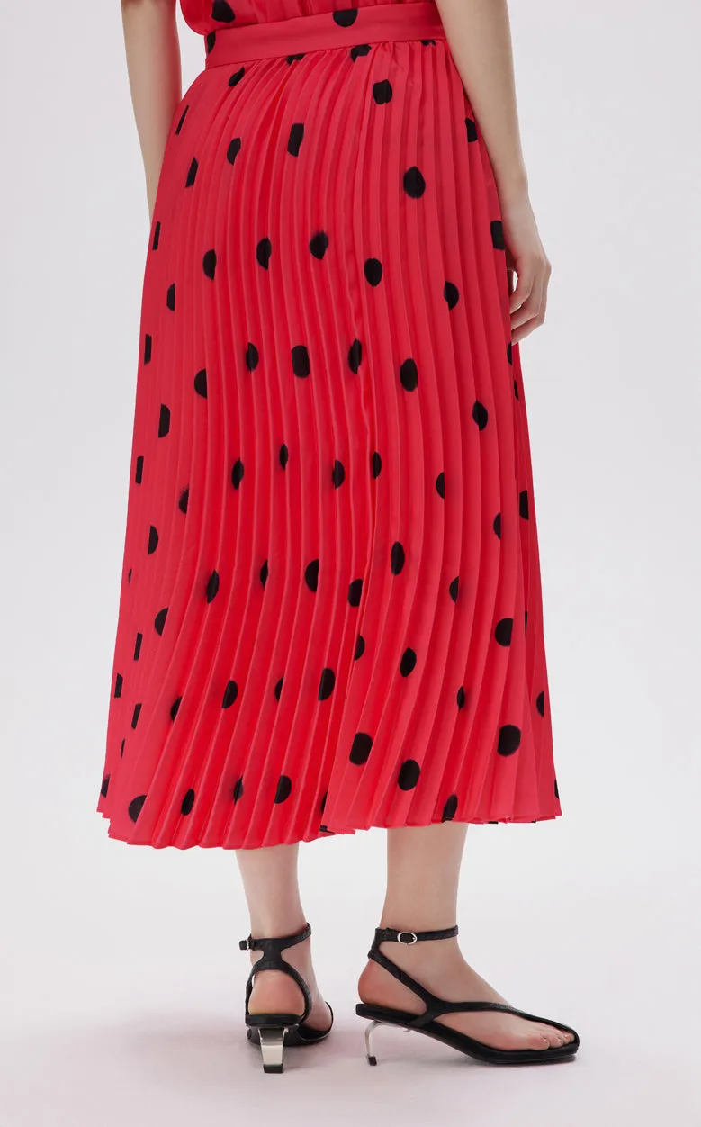 Skirt / JNBY Embroidered Mesh Polka Dot A-line  Pleated Skirt