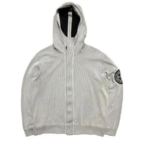 Stone Island Ribbed Cotton Zip Up Hoodie