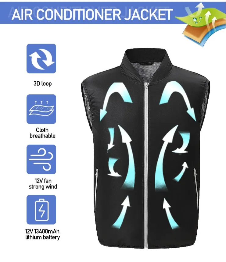 Summer Fan Vest Sleeveless Undershirt Outdoor Sun Protection Air Conditioned Cooling Vest | 5727