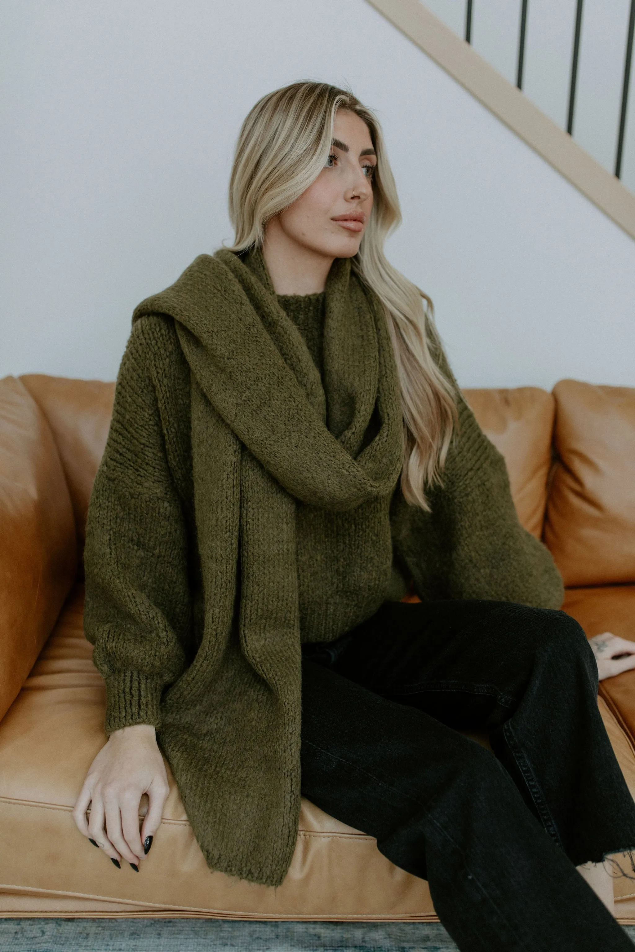 The Cropped Rosalia Sweater (  Scarf) by Charli London - Khaki