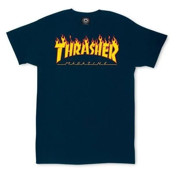 Thrasher Flame Logo T-Shirt Navy