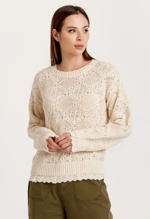 TORRANCE SCALLOP LACE SWEATER VINTAGE CREAM