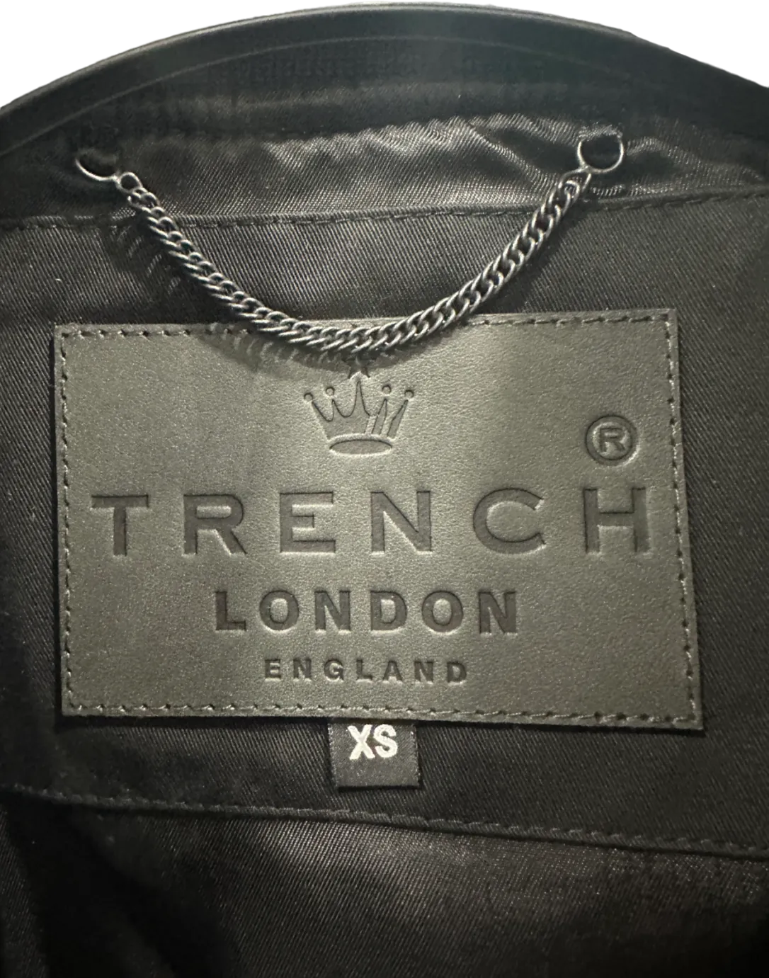 Trench London Black Leather Sleeve Bomber Jacket XS