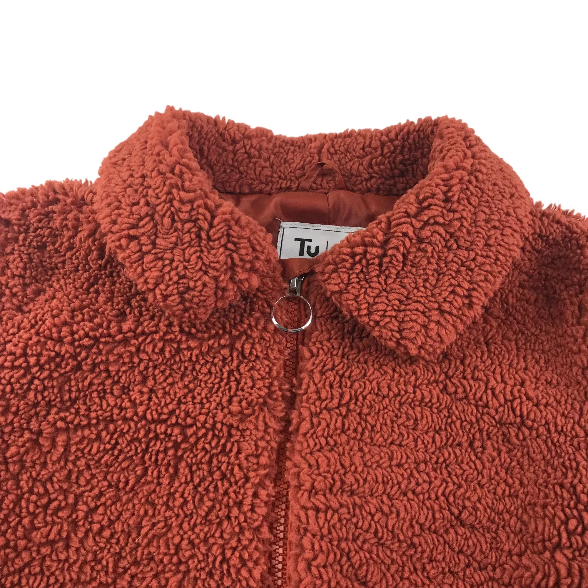 Tu coat 11-12 years orange fluffy fleece style jacket