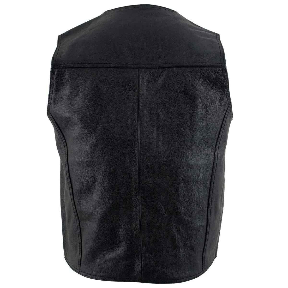 USA Leather 201 Men's Black 'Classy' Leather Motorcycle Rider Vest