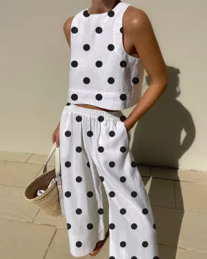 Vintage Polka Dots Prints Two-pieces Set