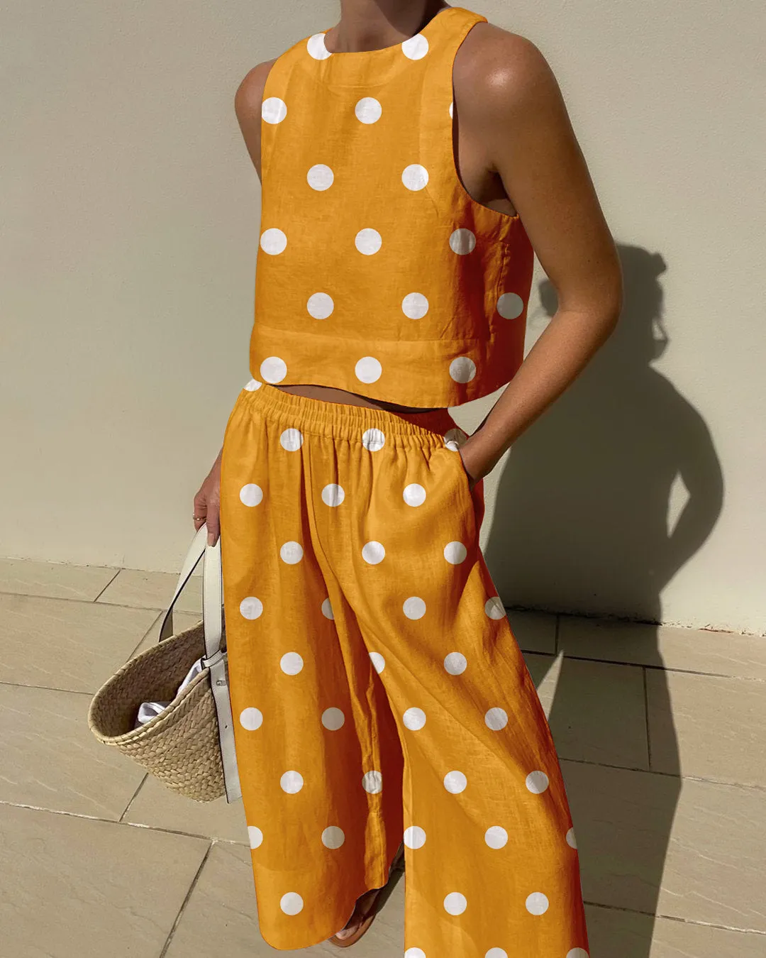 Vintage Polka Dots Prints Two-pieces Set