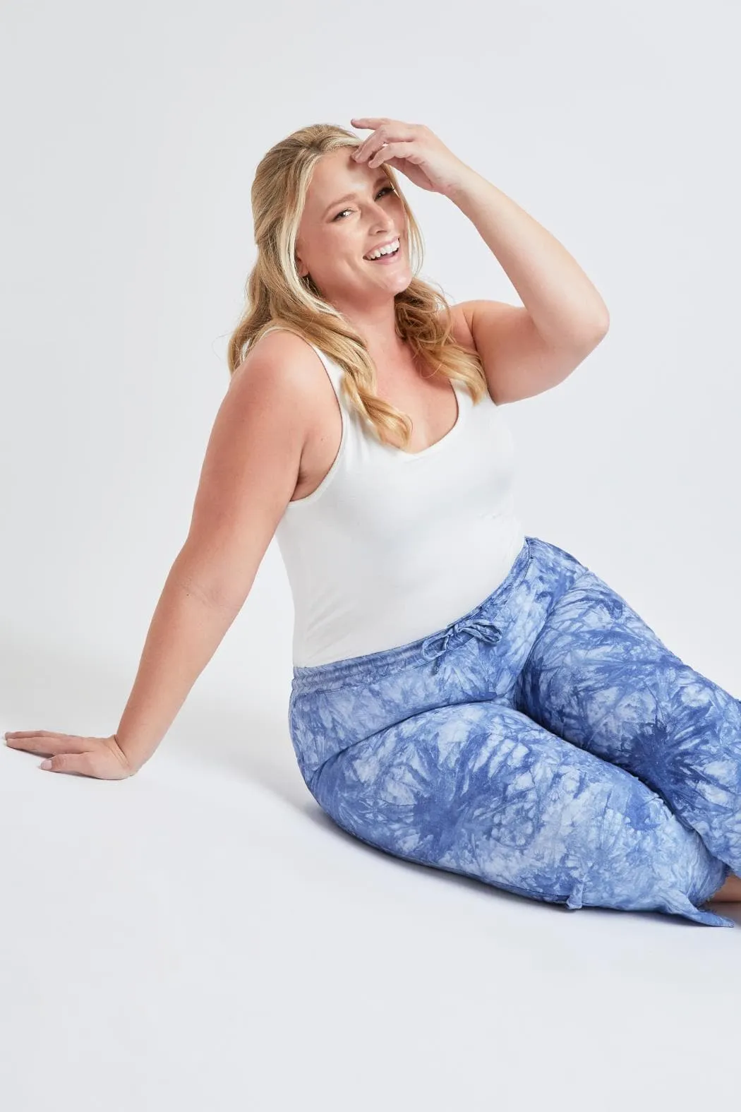 Women's Plus Size Linen Lounge Pants With Frayed Hem Lifestyle Collection