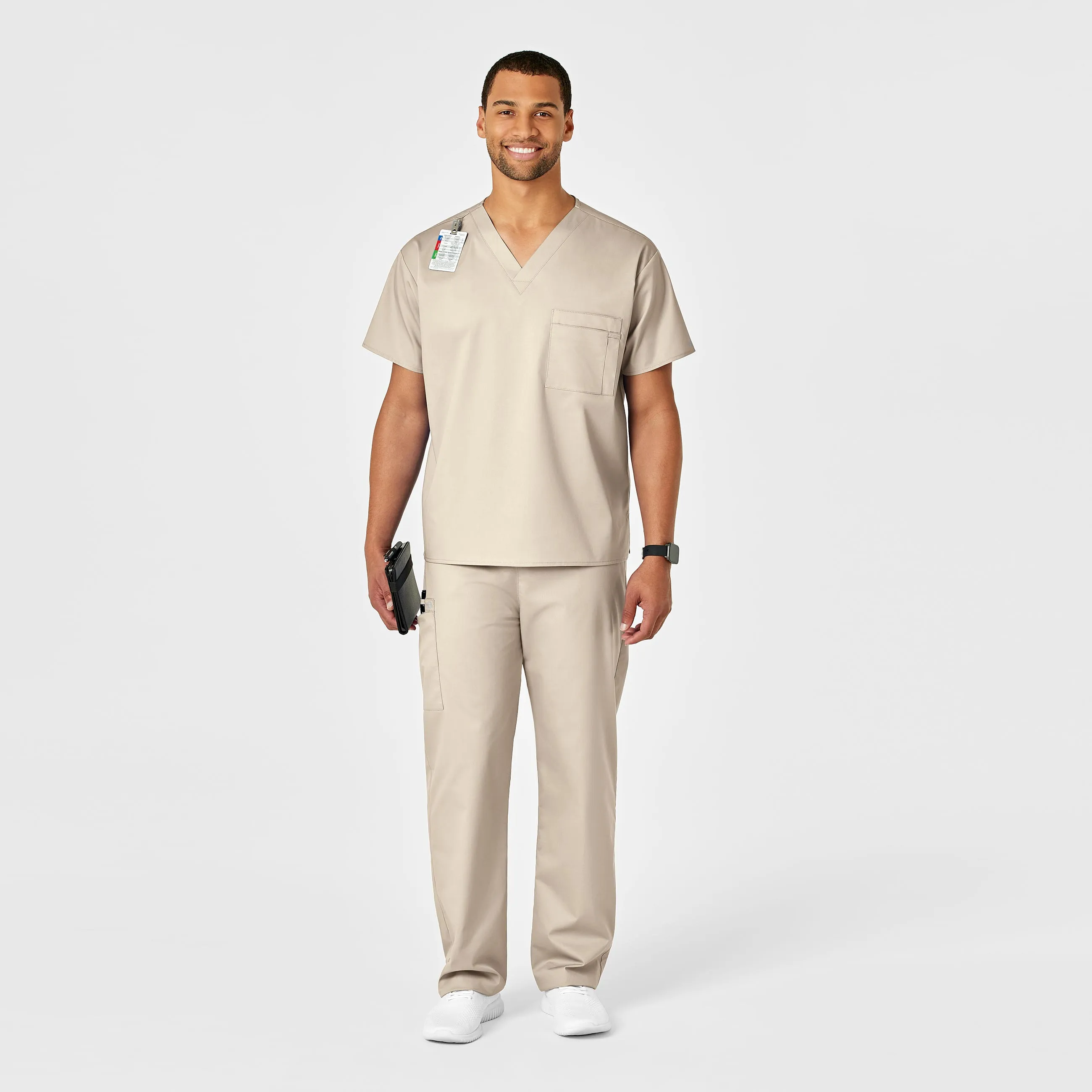 WonderWORK Unisex Drawstring Cargo Scrub Pant - Khaki