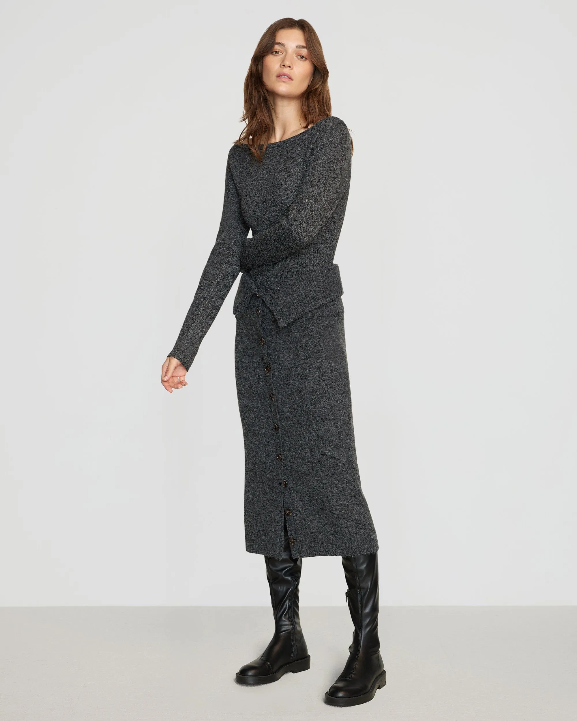 Zaza Ribbed-Waist Sweater